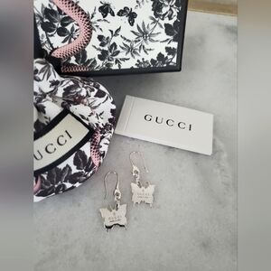 NEW Designer Gucci Sterling Silver Butterfly 🦋 Drop Earrings Women's Jewelry